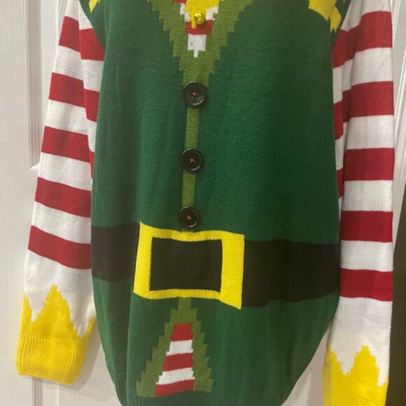 Holidays Christmas ELF KNITTED HOODED SWEATER FESTIVITY FUNNY SIZE XXLARGE - Picture 9 of 16